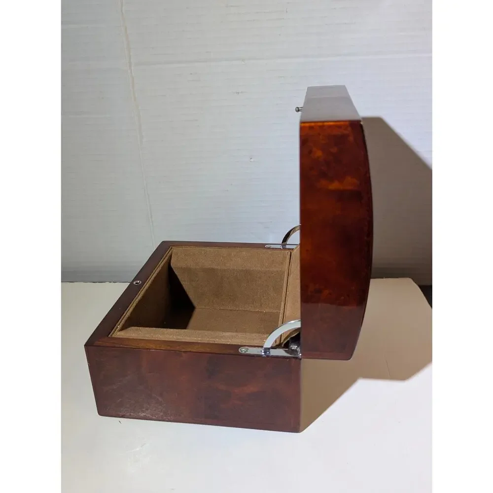 Breitling Luxury Burl Wood Watch Presentation Box High Gloss Timepiece Display - Picture 8 of 12